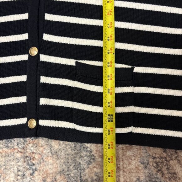 J. Crew BQ196 Women's Plus Emilie Sweater Lady Jacket Black Ivory Stripe 3X - Picture 10 of 10